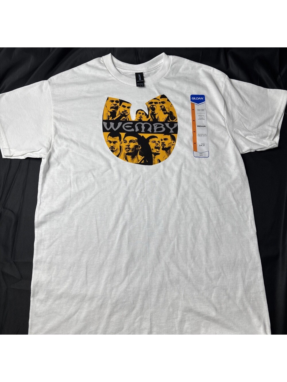 Fan Made Wu-Tang Inspired Wemby Basketball White Gildan heav